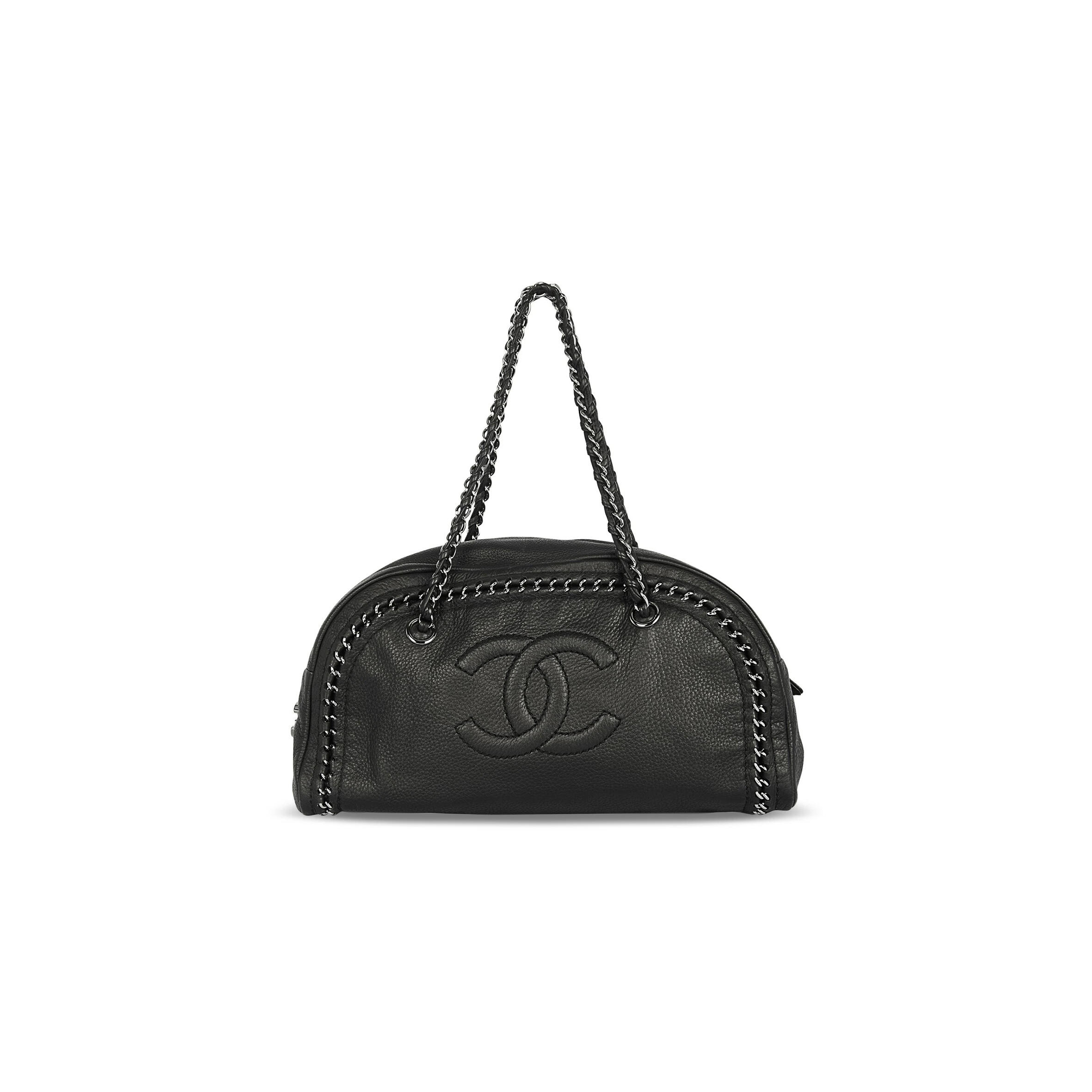 Ch**el grained calfskin luxe ligne bowler bag (33*17*15cm)
